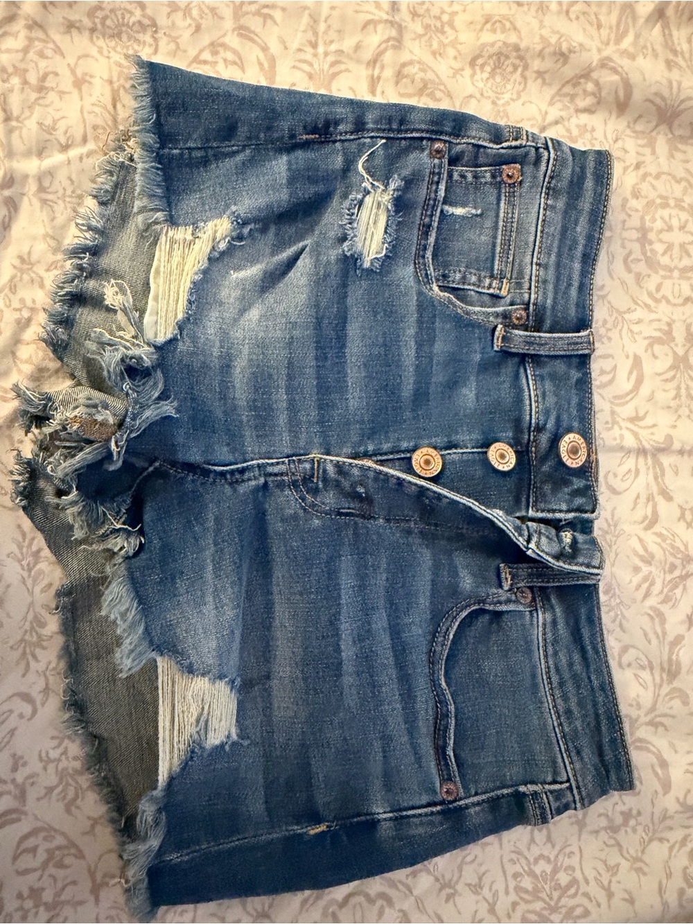 American Eagle Outfitters Dark Blue Denim Jeans with Tan Stitching